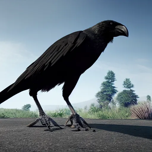 Image similar to a giant crow, photorealistic computer animation, unreal engine