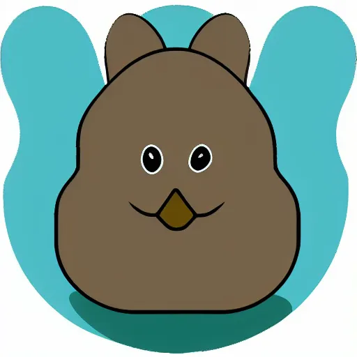 Prompt: icon of a duck bunny hybrid, flat color, teal background