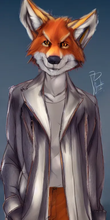 Image similar to gorgeous stylish anthro werefox in the city, fursona furry art commission, hibbary, photorealistic, furaffinity