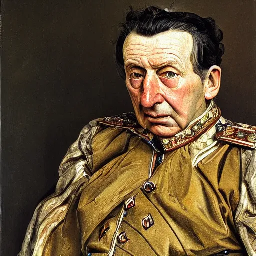 Image similar to high quality high detail painting by lucian freud, hd, portrait of a colonial general, photorealistic lighting