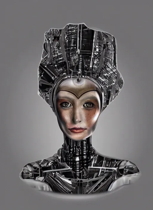 Image similar to portrait of robot queen sodium dome headlights for eyes