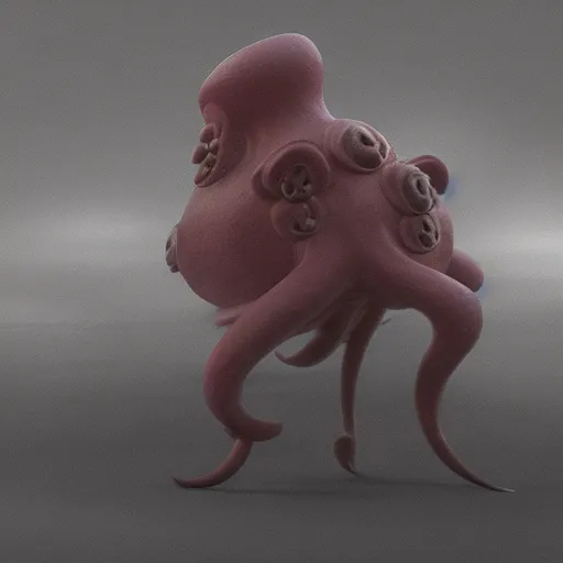 Prompt: a strange bird octopus hybrid creature waiting for the bus in the style of shaun tan, dramatic lighting, 8 k octane render