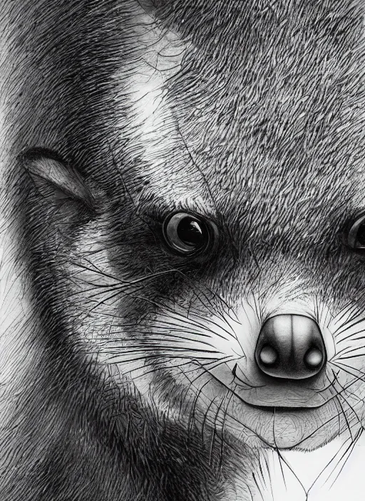 Image similar to close up portrait of a possum, powerful, domineering, stoic, masterful, intense, ultrafine hyperdetailed illustration by kim jung gi, irakli nadar, intricate linework, sharp focus, octopath traveler, yoji shinkawa, highly rendered, detailed, concept art