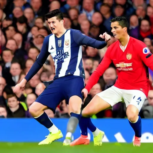 Prompt: harry maguire bullying cristiano ronaldo