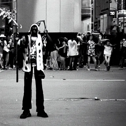 Image similar to Xavier renegade angel 1980s street performer, shot on 35mm film