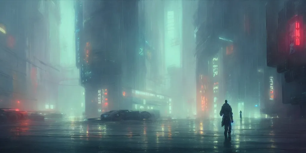 Prompt: blade runner 2 0 4 9, extremely detailed digital painting, in the style of fenghua zhong and ruan jia and jeremy lipking and peter mohrbacher, mystical colors, rim light, beautiful lighting, 8 k, stunning scene, raytracing, octane, trending on artstation