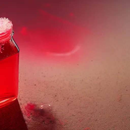 Image similar to sunlight shining through a red healing potion, 4k photograph, neon red