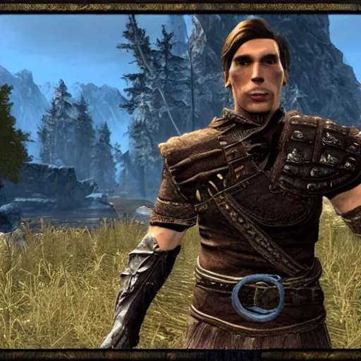 Prompt: a screenshot of youtuber Jerma as an npc in skyrim