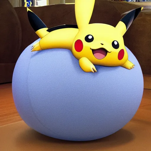 Image similar to pikachu kicking a big ball