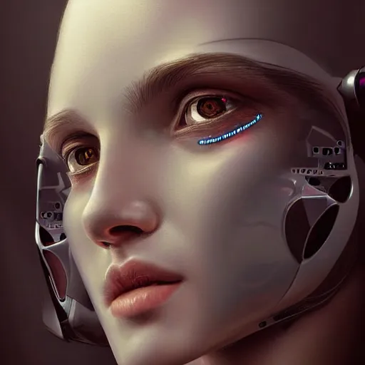 Image similar to portrait of a robotic artist, beautiful digital art, artstation cgsociety highly - detailed masterpiece