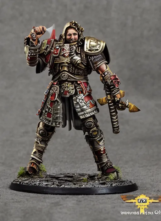 Image similar to 8 0 mm resin detailed miniature of a warhammer 4 0 k roman gladiator cyborg, product introduction photos, 4 k, full body,