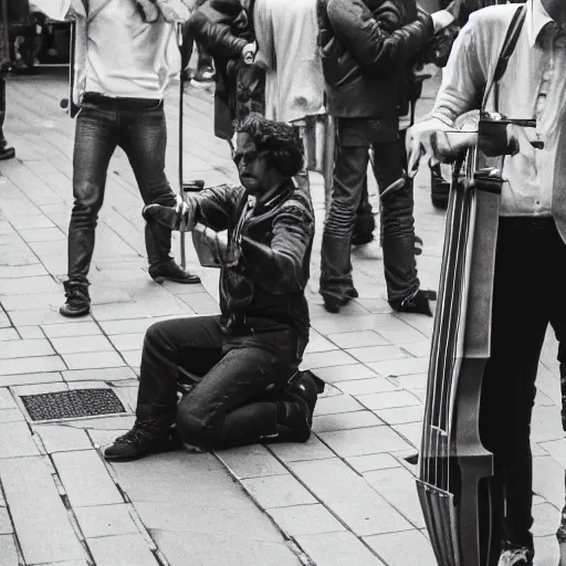 Image similar to paris metro buskers 1980s, XF IQ4, 150MP, 50mm, F1.4, ISO 200, 1/160s, natural light