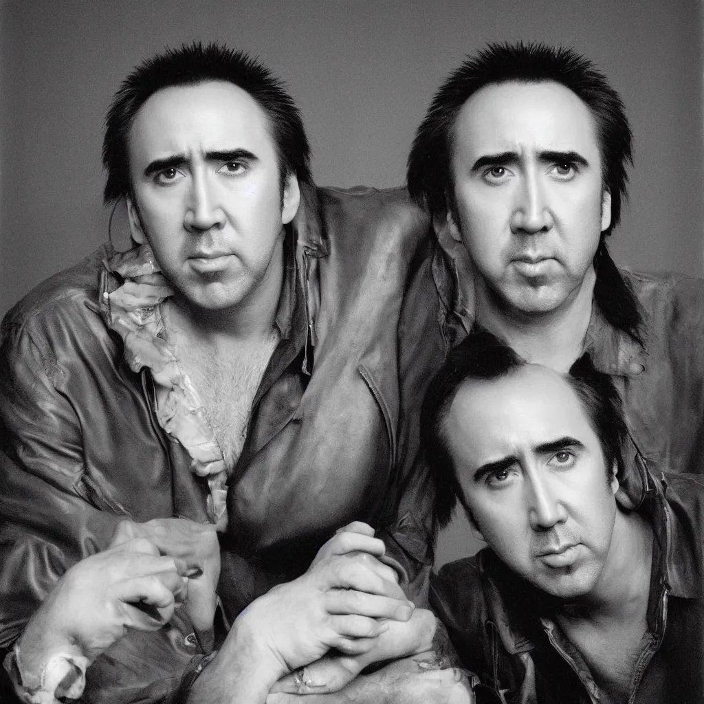 Image similar to nicolas cage headshot 1 9 9 9 photograph straight on