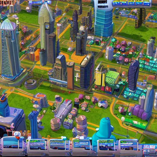 Image similar to simcity futurama