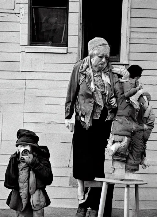 Image similar to street photography by vivian maier. professional photography.