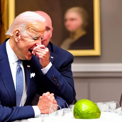 Image similar to Joe Biden Yelling at Lime on table