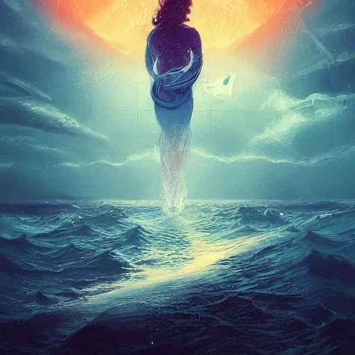 Prompt: a mind forever voyaging, fantasy, sea, cosmos, eternity, diego gisbert llorens