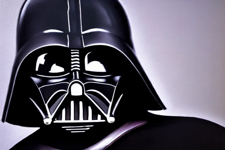 Image similar to darth vader helmet, painting by banksy, chiaroscuro, high detail, perfect artwork, clean lines