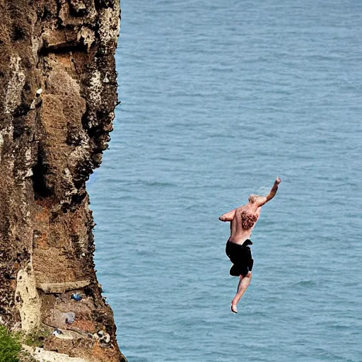 Image similar to Boris Johnson Cliff jumping