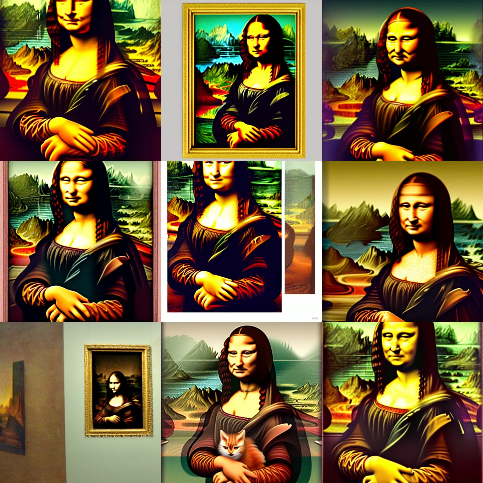 Prompt: garfield as the mona lisa