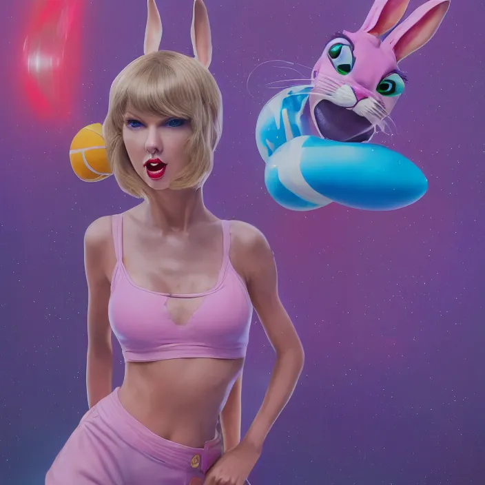 Prompt: portrait of Taylor Swift as Lola Bunny in Space Jam 1996. bunny ears. intricate artwork. by Tooth Wu, wlop, beeple, dan mumford. octane render, trending on artstation, greg rutkowski very coherent symmetrical artwork. cinematic, hyper realism, high detail, octane render, 8k, iridescent accents