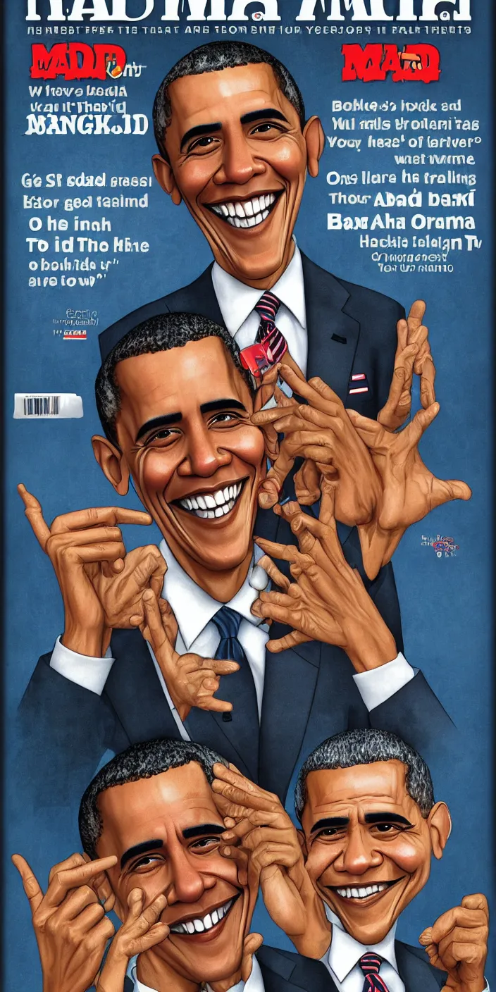 Image similar to mad magazine cover featuring barack obama