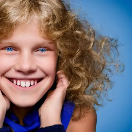 Image similar to a beautiful 1 1 yo boy from florida, blond, joyfully smiling at the camera, blue eyes. healthy