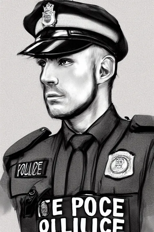 Prompt: police officer, greater manchester police, highly detailed, digital art, sharp focus, trending on art station