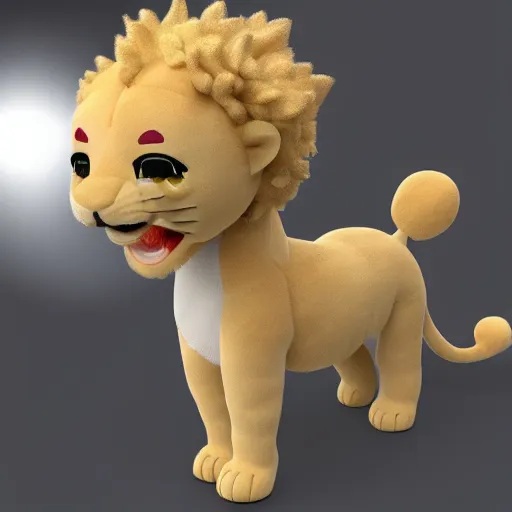 Prompt: cute fumo plush of a lion girl, anime girl, vray