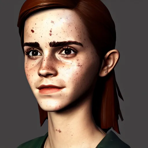 Image similar to textured film grain freckled face emma watson as a fortnite character cgsociety octane render unreal engine redshift render trending on artstation trending on artstation render blender behance cg superhero