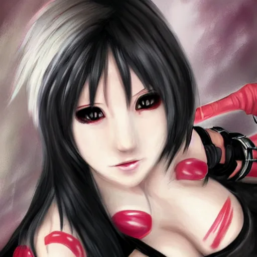 Image similar to high quality art of tifa lockhart with ganguro makeup, trending on artstartion