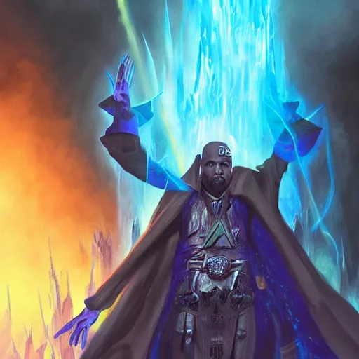 Prompt: chronomancer kanye west at the edge of reality, magic the gathering artwork