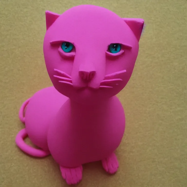 Image similar to pink cat made of plasticine