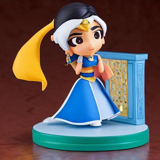 Image similar to side view, pixar aladdin as nendoroid, 8 k hd dof, kodak film,