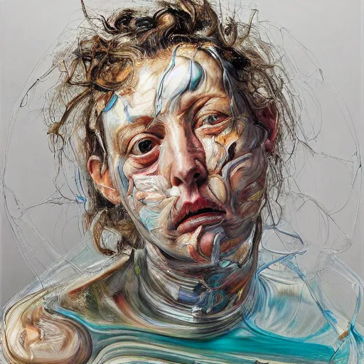 Image similar to high quality high detail painting by lucian freud and jenny saville, hd, bacteria, turquoise