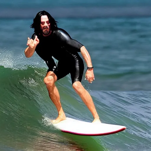 Image similar to 'keanu reeves surfing'