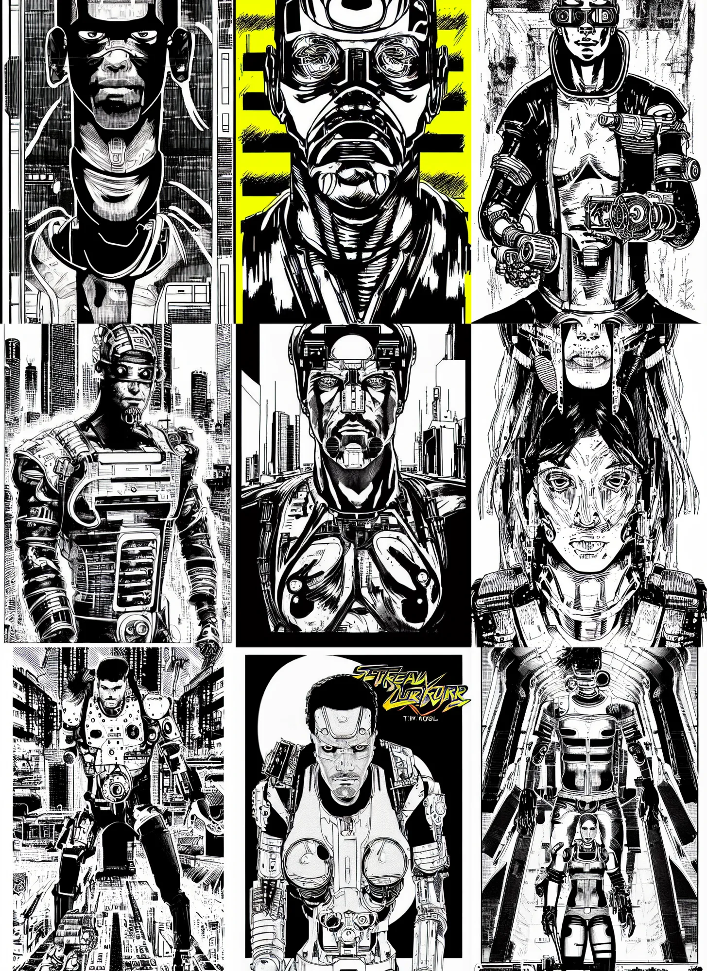 Prompt: cyborg factory worker, portrait, cyberpunk 2 0 2 0 manual, by steampoweredmikej, by tim bradstreet, inktober, ink drawing, black and white, coloring pages, manga, highly detailed