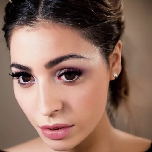 Prompt: an extreme close up photo of a attractive, alluring, beautiful, gorgeous, Mexican actress, in her early 20s with make up