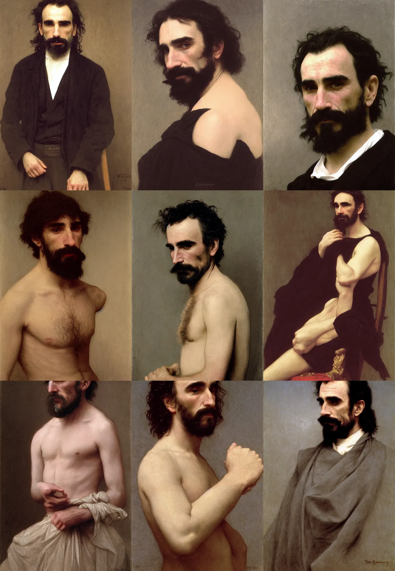 Prompt: portrait of daniel day - lewis by william bouguereau