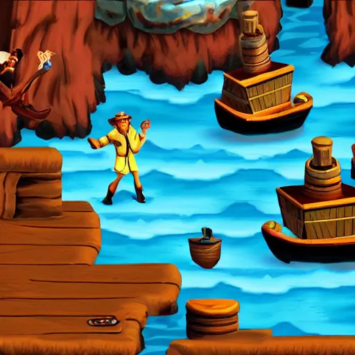 Prompt: a screenshot from the game monkey island 2