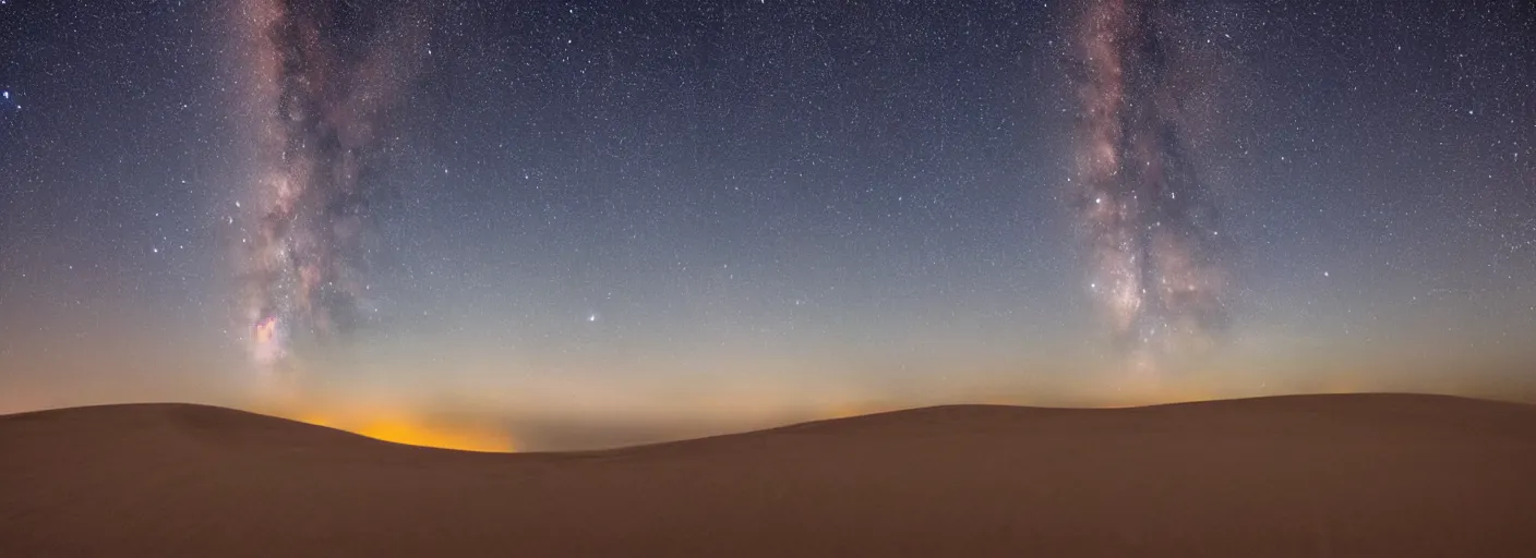 Image similar to Dunes at dawn visible milky way at night