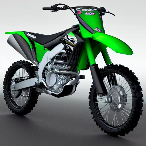 Prompt: !dream kawasaki ninja kx250, photo-realistic, hyperealism, 3d render