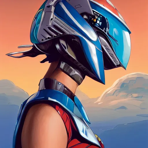 Image similar to a portrait of a stunning beautiful elite gal gadot gundam pilot, with an intricate, detailed, urban inspired hiphop afro futuristic helmet, vector behance hd jesper ejsing, rhads, makoto shinkai, lois van baarle, ilya kuvshinov, rossdraws, hd, 3 2 k, ilya kuvshinov, gustav klimt