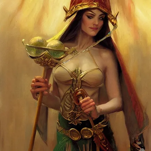 Image similar to female elf priestess, sunny, painting by gaston bussiere, craig mullins, j. c. leyendecker