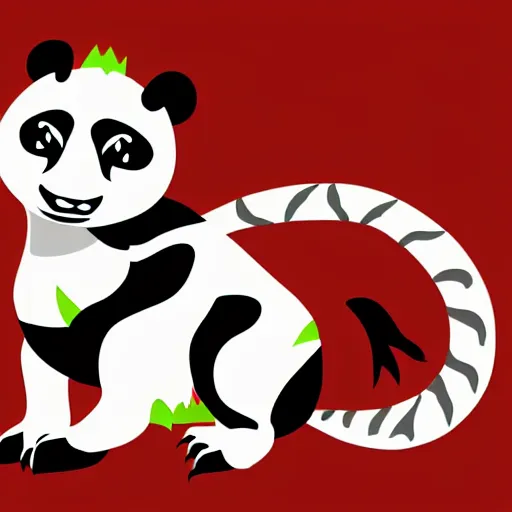 Image similar to vector art of welsh dragon and panda mixed, intercrossed, chimera, welsh flag, adobe illustrator