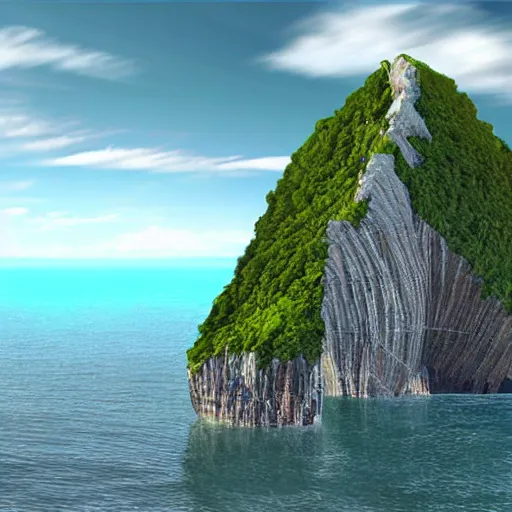 Prompt: islands surrounded by steep crystal cliffs, hyperrealistic digital art