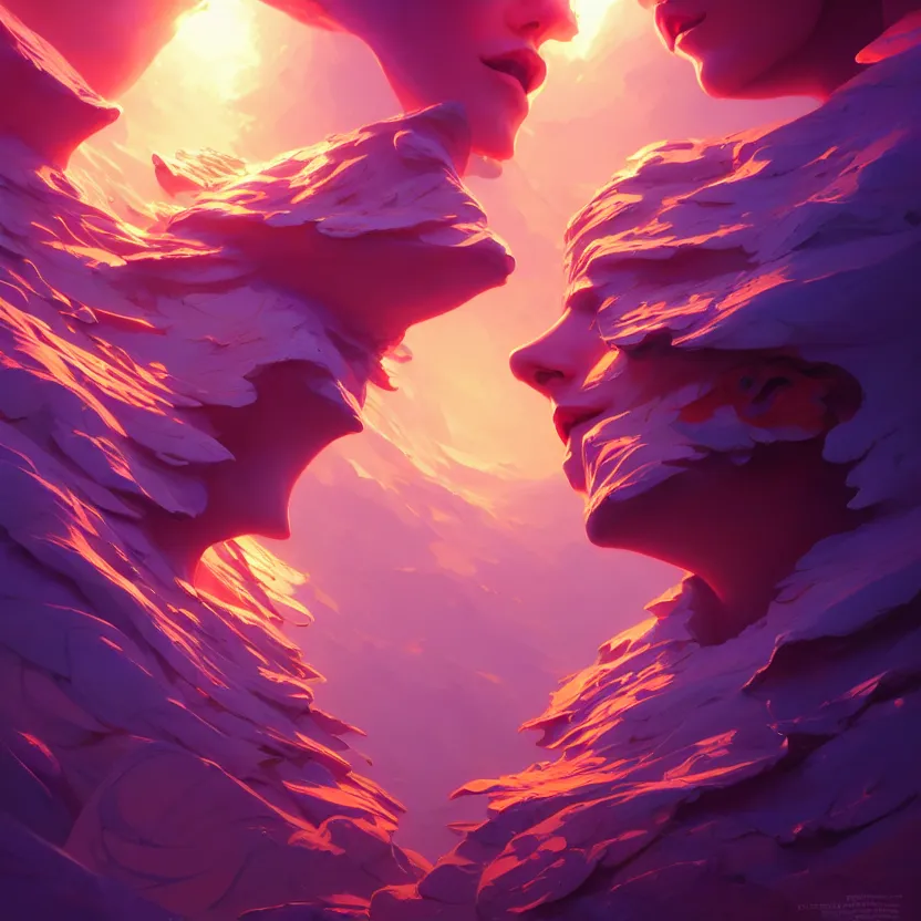 Image similar to hyper detailed ultra sharp of a beautiful fractal faces. behance hd by jesper ejsing, by rhads, makoto shinkai and lois van baarle, ilya kuvshinov, rossdraws radiating a glowing aura global illumination ray tracing hdr, 8 k