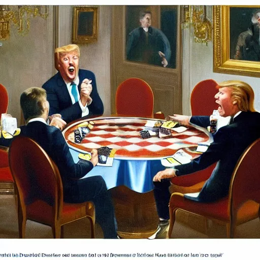 Image similar to donald drump shouting and screaming at poker table