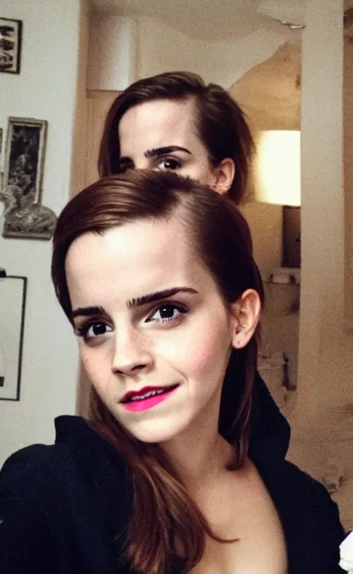 Prompt: emma watson bedroom selfie, instagram, hollywood