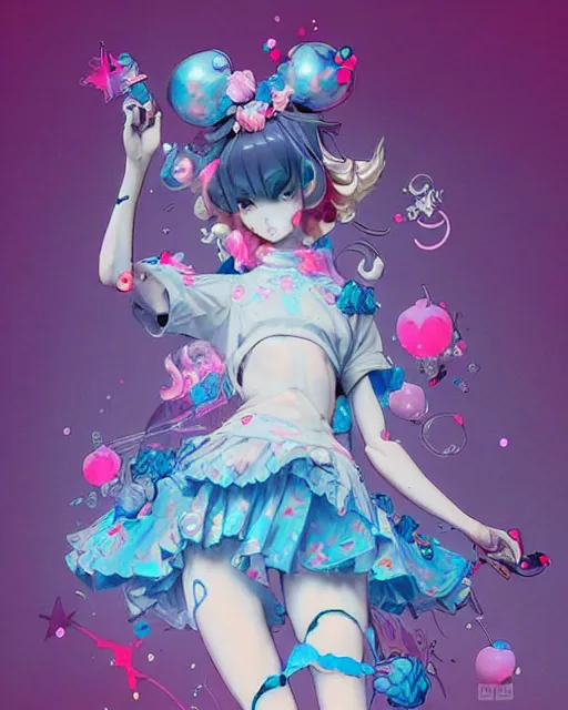 Image similar to james jean isolated vinyl figure harajuku magical girl character design, figure photography, dynamic pose, holographic undertones, motion shapes color design, glitter accents on figure, anime stylized, sharp focus, accurate fictional proportions, high delicate defined details, ethereal lighting